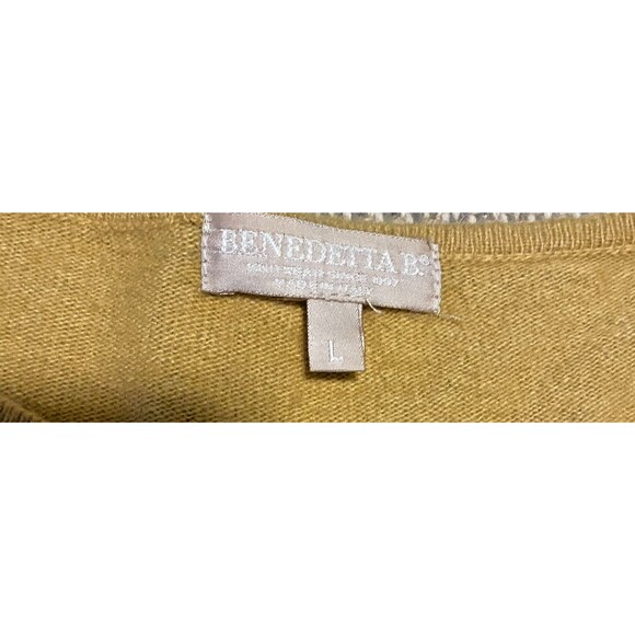 Benedetta B Italy Sweater Merino Wool Cashmere Blend Mustard Yellow Large L - Picture 3 of 5